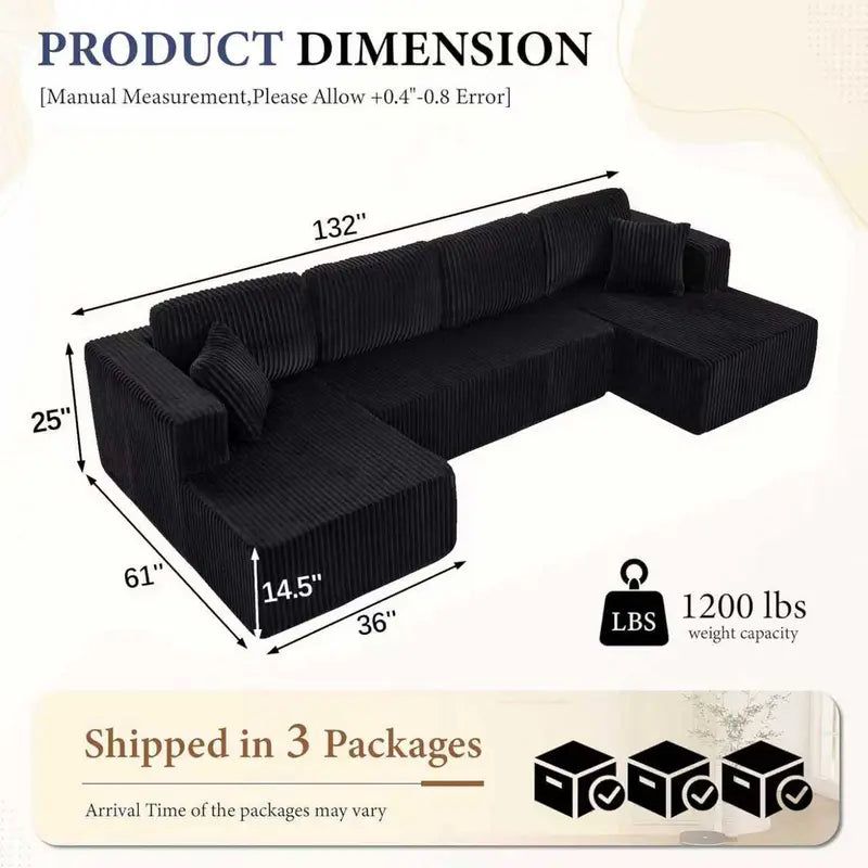 U-Shape Modular Sectional Couch Sofa